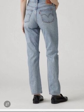 Levi's 501 Light Blue Distressed High-Rise Straight Leg Jeans